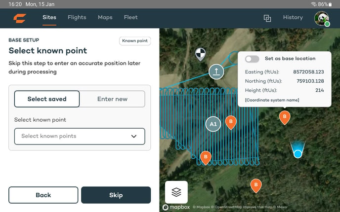 Base - location - existing point