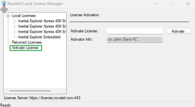 LIDAR activate license