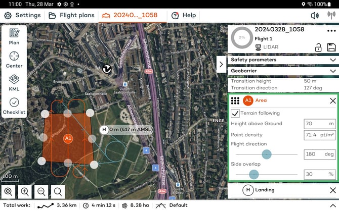LIDAR flight parameters