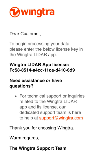 LIDAR license email