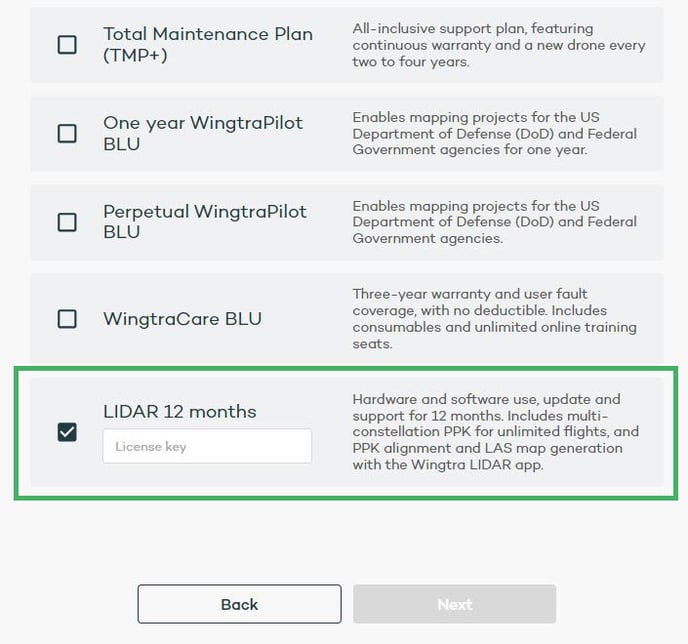 LIDAR license key