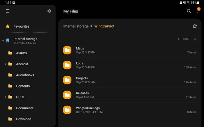 WingtraPilot folder tablet