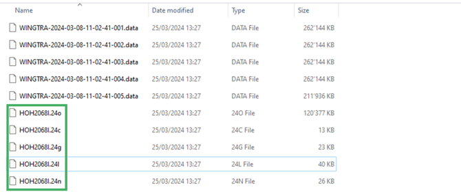 data folder with RINEX files